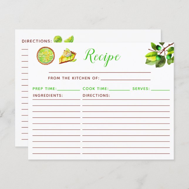 Papier Key Lime Pie Recipe (Devant / Derrière)