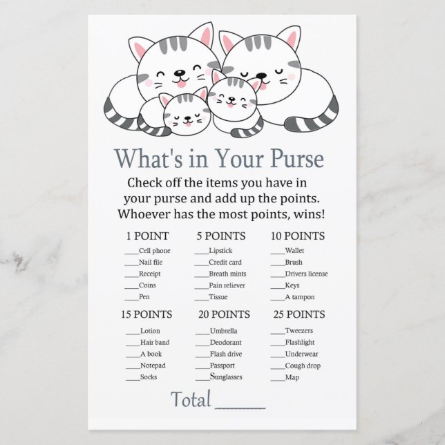 Papier Kittens Ce qui est dans votre baby shower de jeu d (Devant)