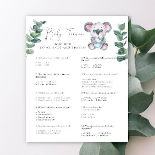 Papier Koala Bear Baby Trivia   Jeu baby shower