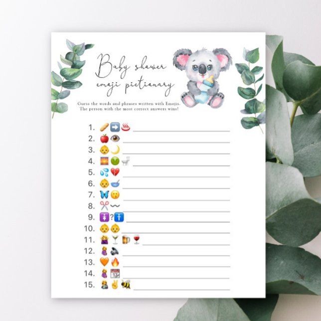 Papier Koala Bear Emoji jeu d'images baby shower (Créateur téléchargé)