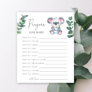 Papier Koala ours Prières de baby shower pour bébé