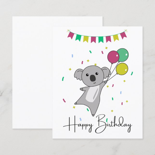 Papier Koala Vous Souhaite Un Joyeux Anniversaire Koalas (Devant / Derrière)