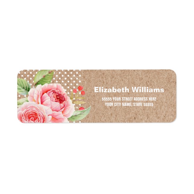 Papier Kraft Mariage Floral Étiquettes d'adresse d (Devant)
