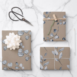 Papier kraft rustique Eucalyptus Spriges gris arge