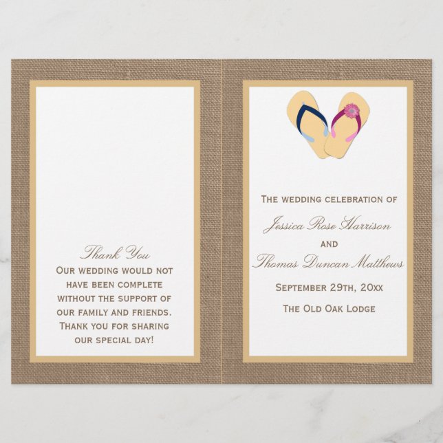 Papier La collection de Mariages Flip Flop Sand Beach Bur (Devant)