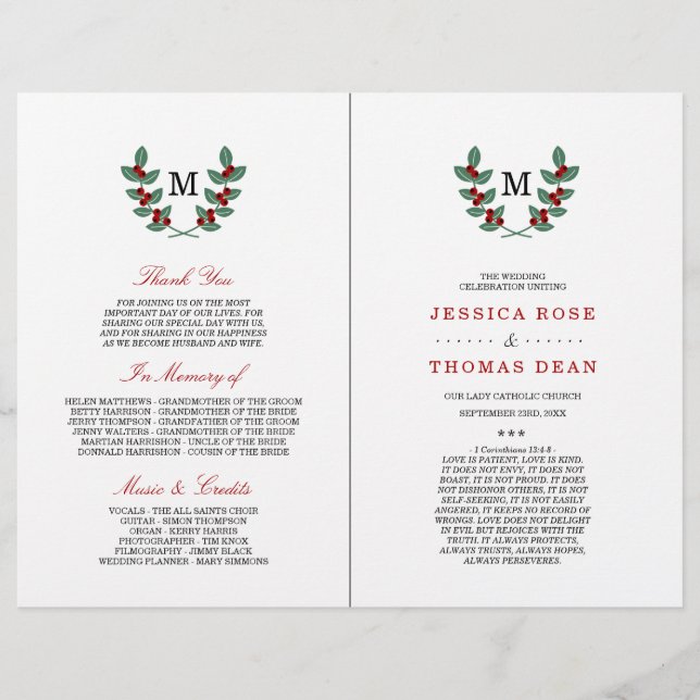 Papier La collection de Mariages Monogram Berry Bush (Devant)