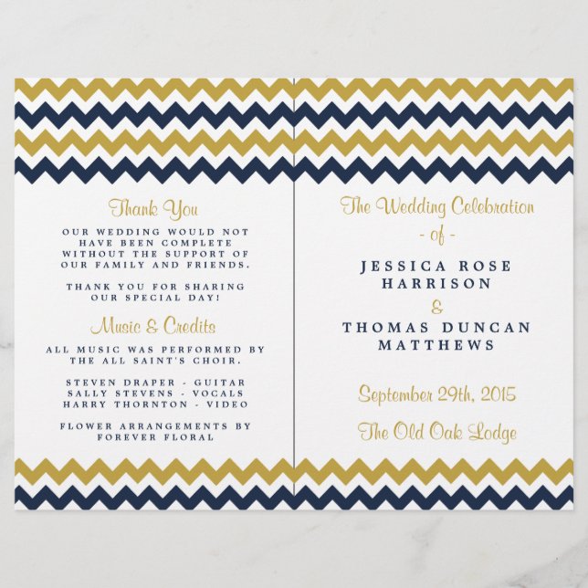 Papier La collection Mariage moderne Chevron - Marine & G (Devant)