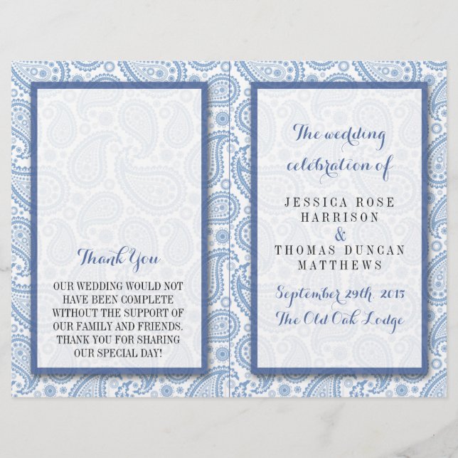 Papier La collection Mariage moderne Paisley - Bleu (Devant)