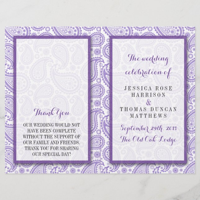 Papier La collection Mariage moderne Paisley - Purple (Devant)