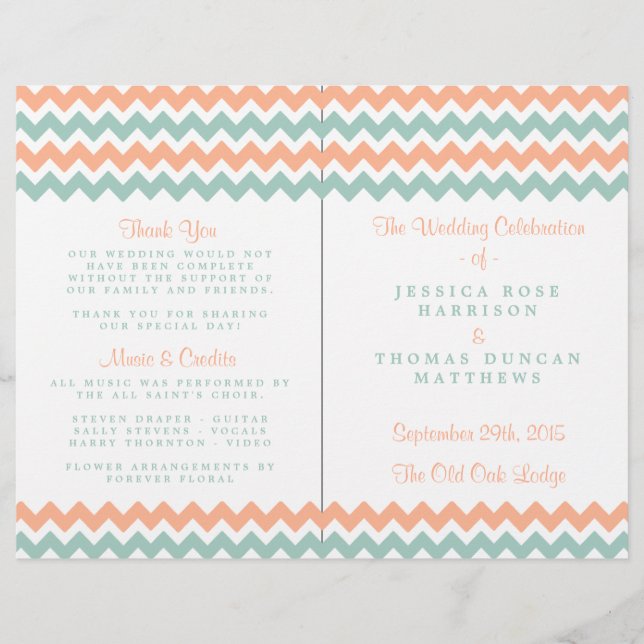 Papier La collection moderne de Mariages Chevron Peach &  (Devant)