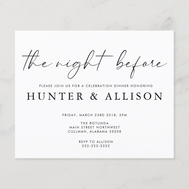 Papier La nuit précédente | Invitation (Devant)