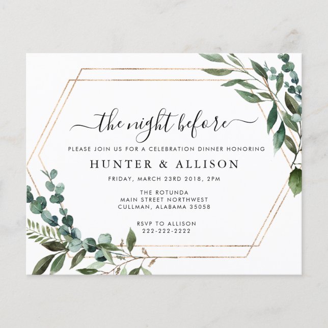 Papier La nuit précédente | Invitation (Devant)