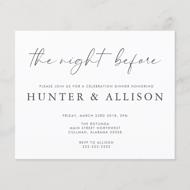 Papier La nuit précédente | Invitation (Devant)
