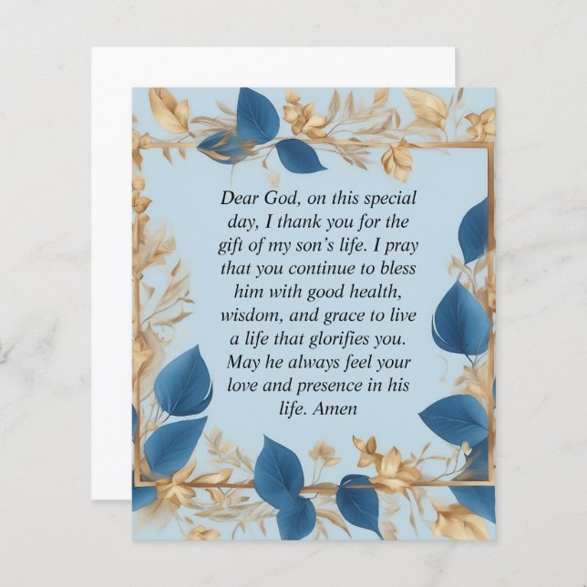 Papier La prière d'une mère pour son fils (Devant / Derrière)