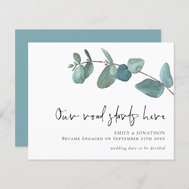 Papier La route budgétaire commence ici Eucalyptus Fiança (Devant / Derrière)