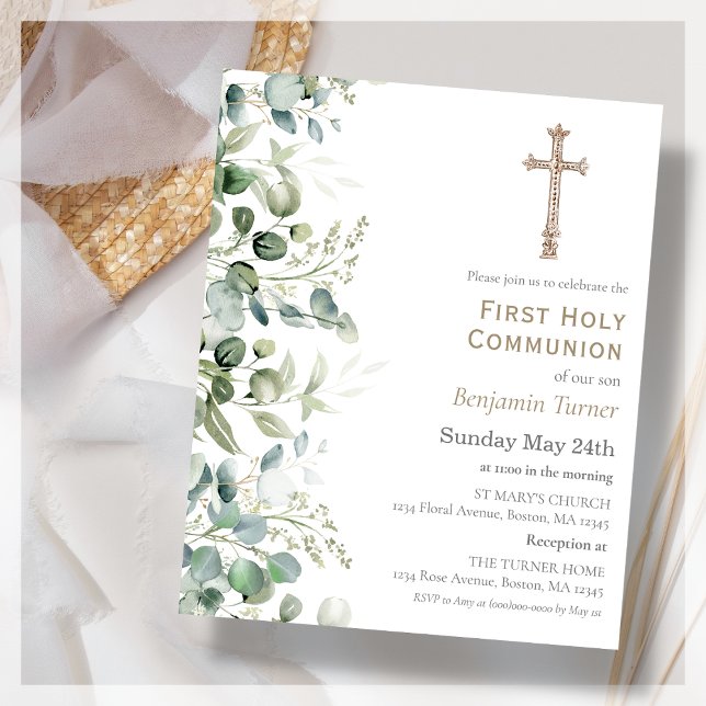 Papier La verdure | Invitation budgétaire de la première  (Créateur téléchargé)