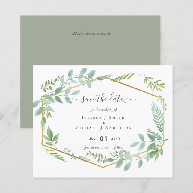 Papier La verdure rustique sur le bois d'oeuvre Mariage d (Devant / Derrière)