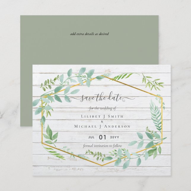 Papier La verdure rustique sur le bois d'oeuvre Mariage d (Devant / Derrière)