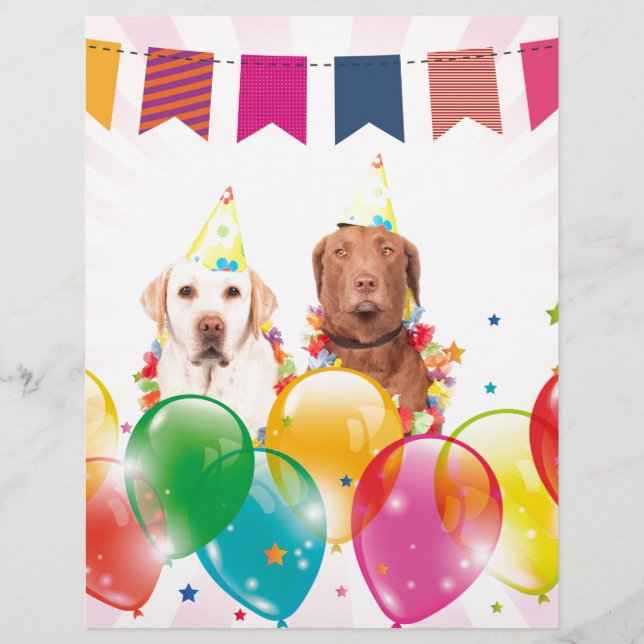 Papier Labrador Retriever Dog Balloons Anniversaire (Devant)
