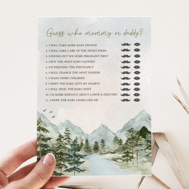 Papier Laisser l'aventure commencer Baby shower Devinez q (Let the Adventure Begin Baby Shower Game)