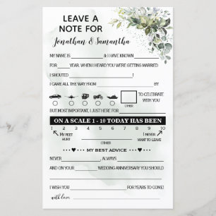 Papier Laisser une note bilingue eucalyptus mariage