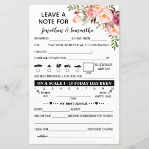 Papier Laisser une note pour le mariage rose bilingue nou
