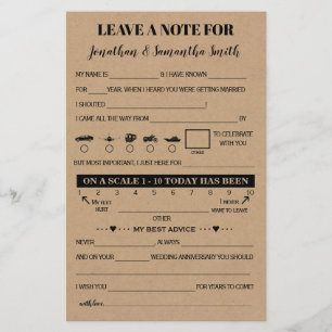Papier Laisser une note pour le mariage rustique bilingue