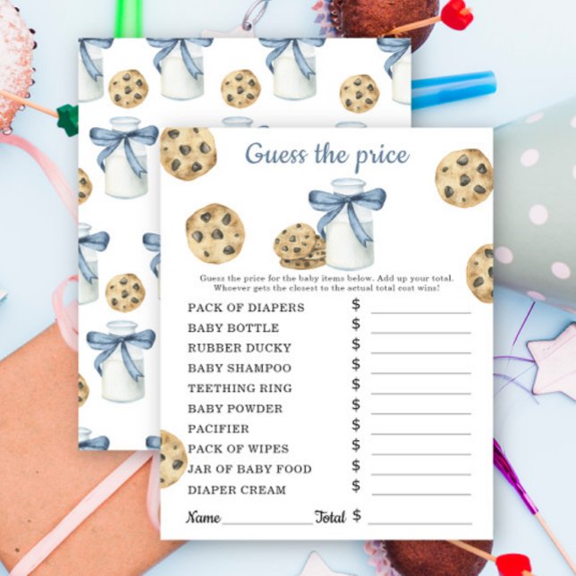 Papier Lait, arc et biscuits baby shower Prix deviner jeu (Créateur téléchargé)