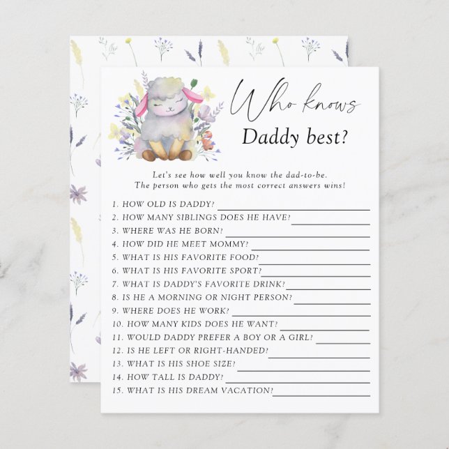 Papier Lamb - Qui connaît papa meilleur jeu (Devant / Derrière)