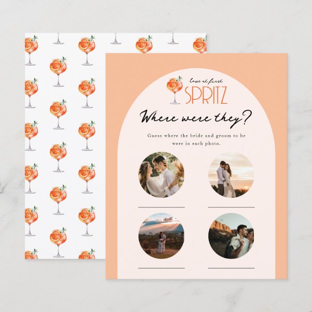 Papier L'amour au premier Spritz Photo nuptiale Où étaien (Devant / Derrière)