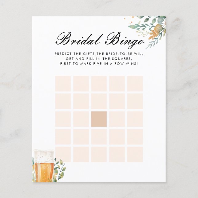 Papier L'amour de la bière brasse Bingo Fête des mariées  (Devant)