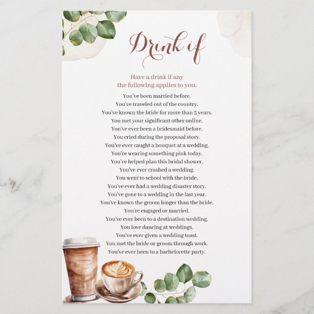 Papier L'amour du café est de brasser un verre si jeu de  (Devant)
