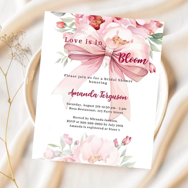 Papier L'amour est en fleur arc rose Invitation de la dou (Créateur téléchargé)