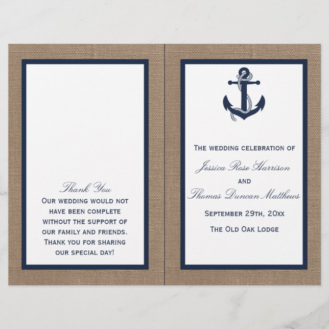 Papier L'Ancre De La Marine Sur La Collection De Mariages (Devant)