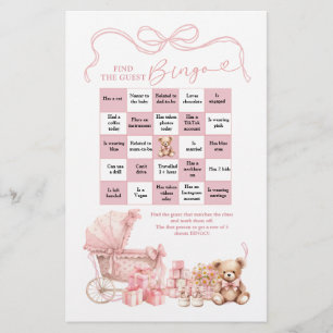 Papier Landeau de bébé Coquette rose Trouvez le Bingo Inv