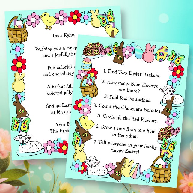 Papier Lapin de Pâques et poème Jeu aux lettres de l'enfa (Créateur téléchargé)
