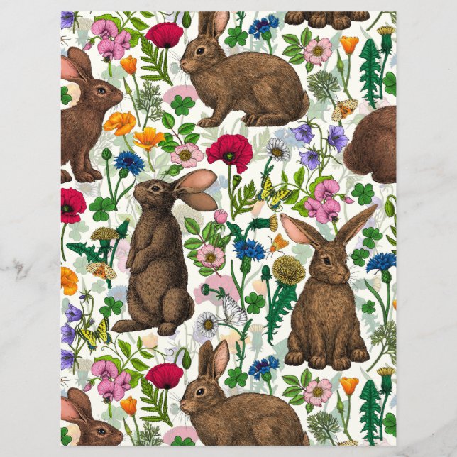 Papier Lapins et fleur sauvage (Devant)