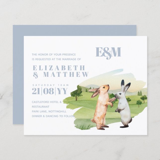 Papier Lapins Mariage Couple Country Garden (Devant / Derrière)