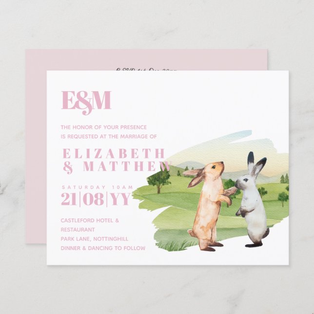 Papier Lapins Mariage Couple Country Garden (Devant / Derrière)