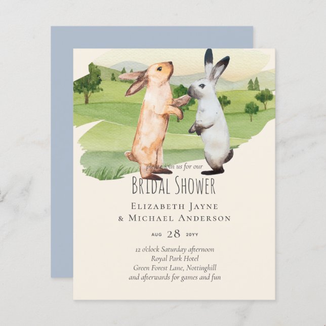 Papier Lapins Mariage Couple Country Garden (Devant / Derrière)