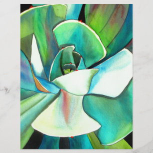 Papier L'aquarelle du désert bleu et vert Succulent