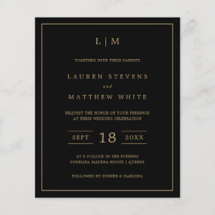 Papier Lauren Black et Gold Budget Faire-part de mariage