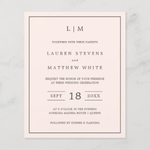 Papier Lauren Blush Pink Budget Faire-part de mariage