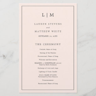 Papier Lauren Blush Pink Monogramme Mariage élégant