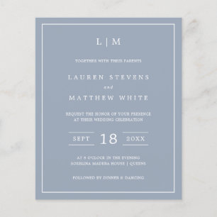 Papier Lauren Dusty Blue Budget Faire-part de mariage