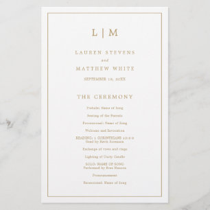 Papier Lauren Gold Monogramme Mariage élégant