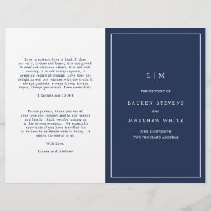 Papier Lauren Navy Blue Monogramme Mariage élégant