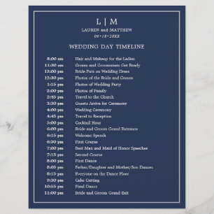 Papier Lauren Navy Blue Monogramme Mariage élégant