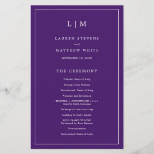 Papier Lauren Purple Monogramme Mariage élégant