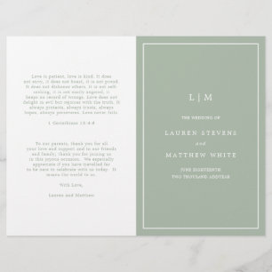 Papier Lauren Sage Green Monogramme Mariage élégant